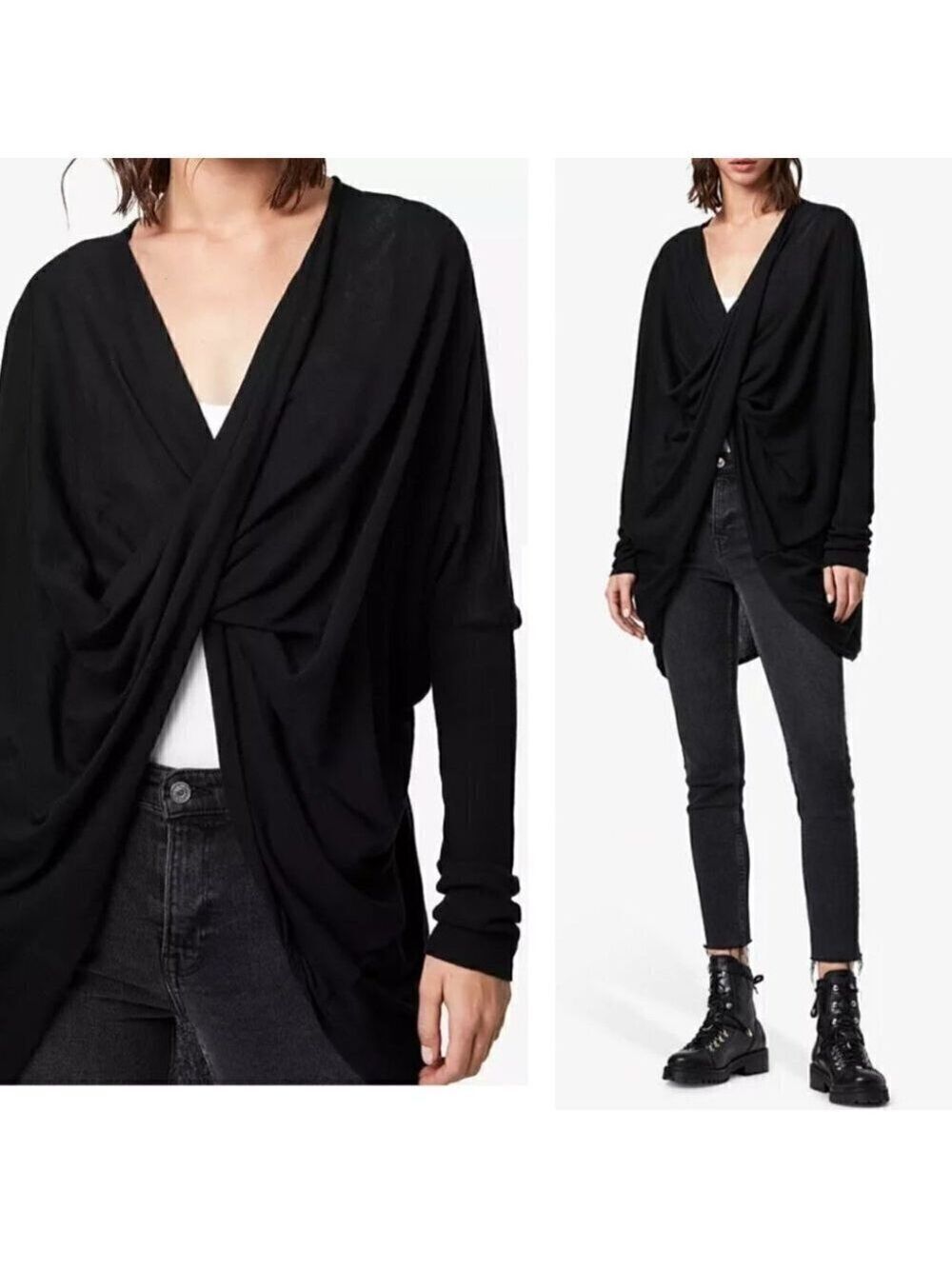 ALLSAINTS | Twist front Itat Sweater in Black